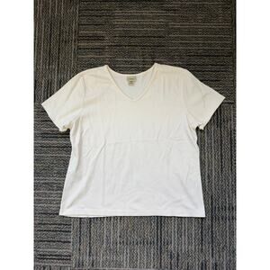 L.L Bean Womens L Supima Cotton V Neck Tee Cream Color